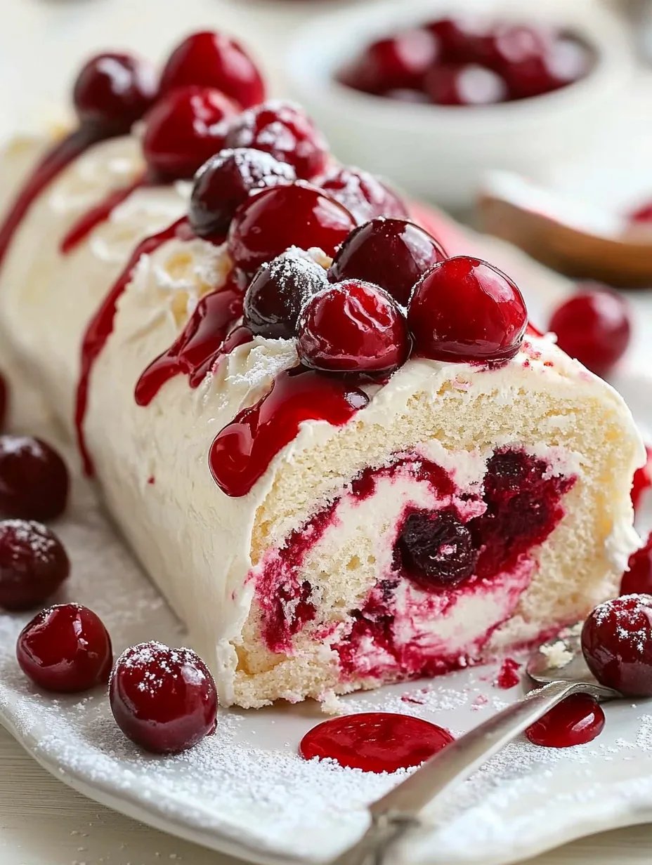 Heavenly Cherry Cheesecake Cake Roll