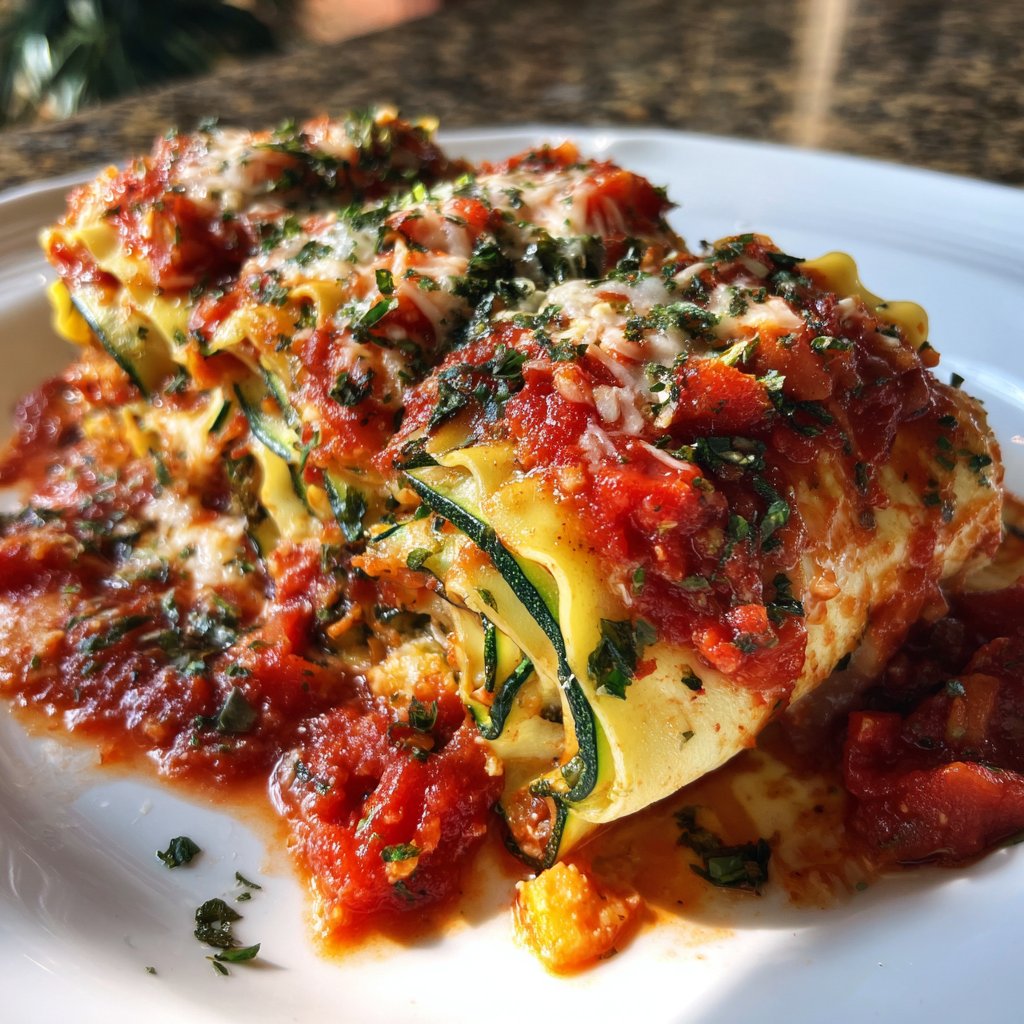 Zucchini Ribbon Lasagna Rolls