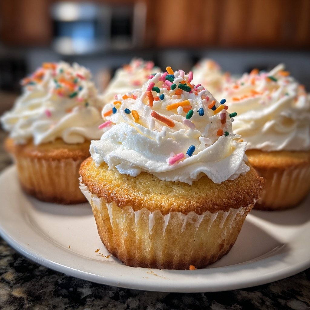 Simple One Bowl Vanilla Cupcakes