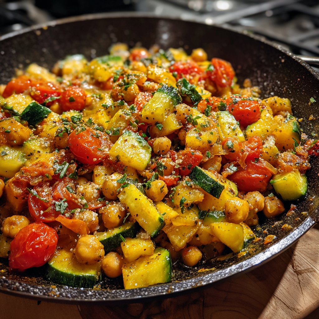Zucchini Chickpea Tomato Skillet