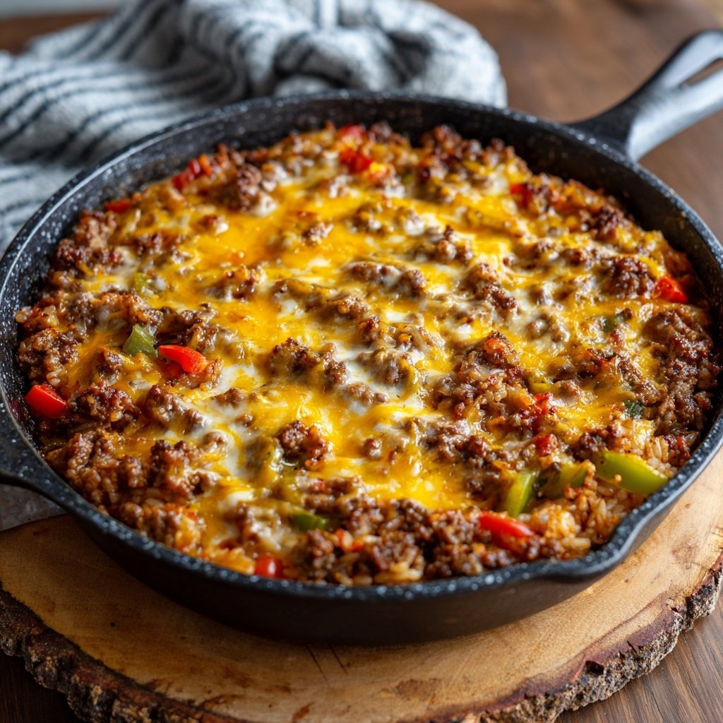 Baked Ground Beef And Rice Skillet